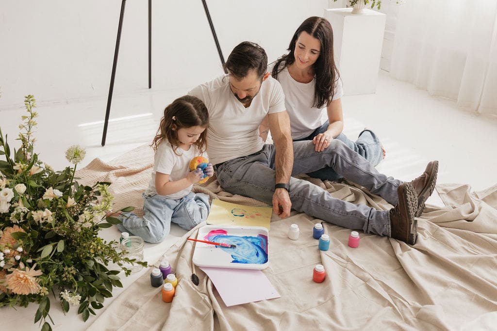 A Joyful Studio Session Celebrating a Rainbow Baby announcement & painting